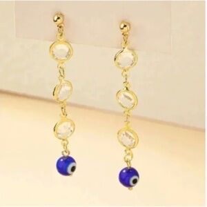 ❤️ FREE Beaded Drop Evil Eye Chic Classy Modern Rhinestone Artsy Party Earrings